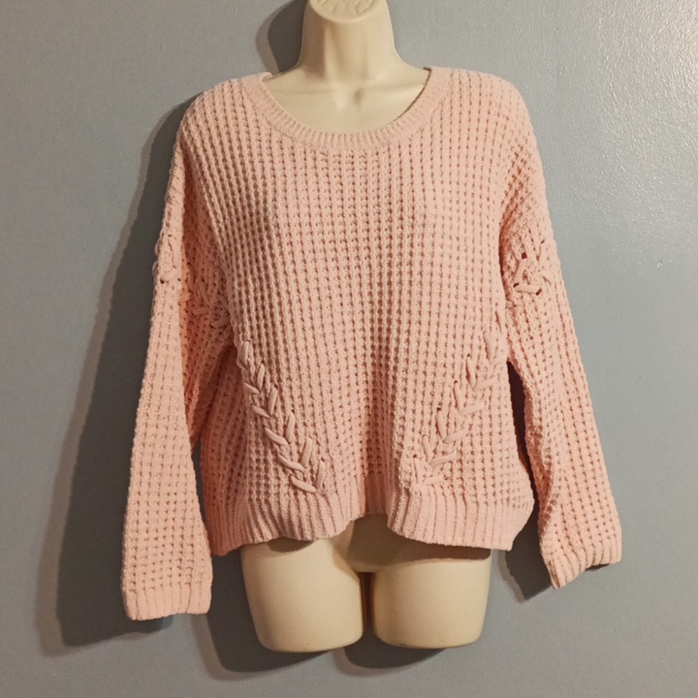 No boundaries women's pink knit buttery soft sweater size large 11/13